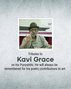 Portrait of Kavi Grace with tribute text