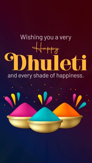 Dhulleti festival greeting with colorful powders