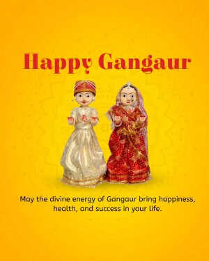 Gangaur festival greeting with traditional dolls