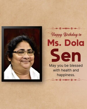 Birthday greeting card featuring Ms. Dola Sen