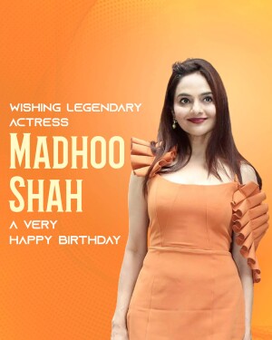 Portrait of Madhoo Shah with birthday greetings