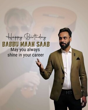 Portrait of Babbu Maan with birthday wishes