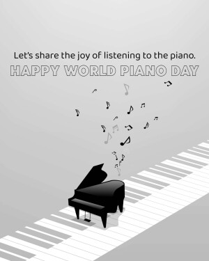 Illustration of a piano with musical notes floating above it, celebrating World Piano Day.