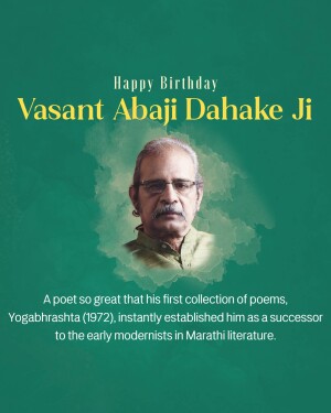 Portrait of Vasant Abaji Dahake Ji with birthday greetings
