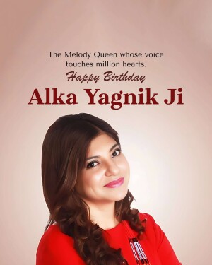 Portrait of Alka Yagnik with birthday wishes