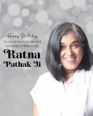 Portrait of Ratna Pathak Shah with birthday wishes
