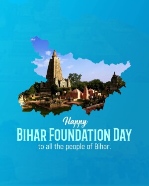 Bihar Foundation Day celebration with Mahabodhi Temple and state outline