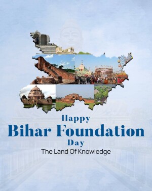 Bihar Foundation Day celebration with landmarks collage