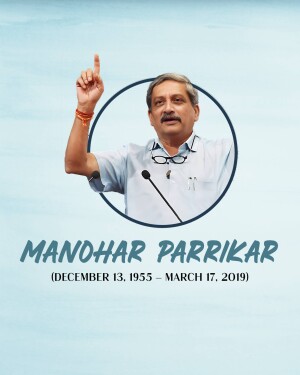 Portrait of Manohar Parrikar with dates of birth and death
