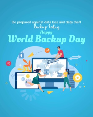 Illustration depicting data backup and security for World Backup Day