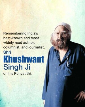 Portrait of Khushwant Singh, Indian author and journalist