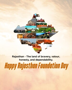 Rajasthan Foundation Day celebration with map and landmarks