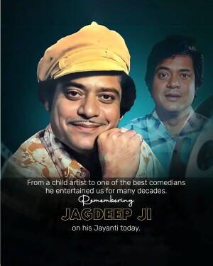 Portrait of Jagdeep Ji, a renowned Indian comedian and actor.