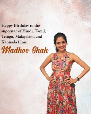 Portrait of Madhoo Shah with birthday greetings