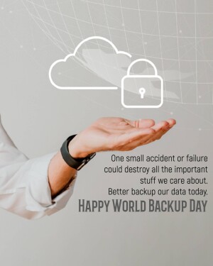 Hand holding a lock inside a cloud, representing data security and backup.