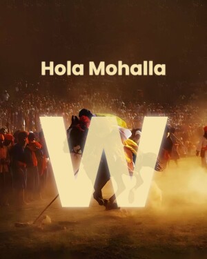 Image depicting the Hola Mohalla festival with a large 'W' overlay.