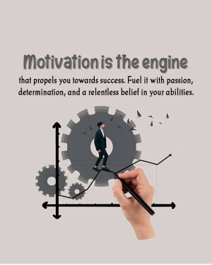 Motivational image with a man climbing gears representing progress and success.