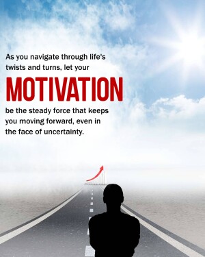 Silhouette of a person looking down a road with the word 'MOTIVATION' prominently displayed.