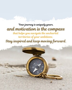 Compass on sand with motivational quote