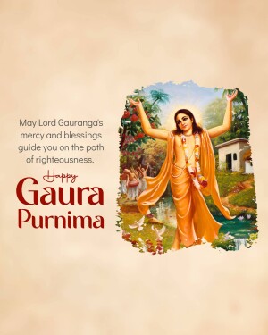 Image depicting Lord Gauranga with a message for Goura Purnima