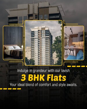 Modern 3 BHK flats with interior and exterior views