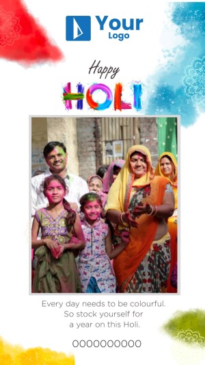 Family celebrating Holi with colors