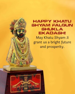 Image of Lord Khatu Shyam Ji with festive greetings for Falgun Ekadashi