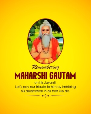 Image of Maharshi Gautam with text commemorating his Jayanti