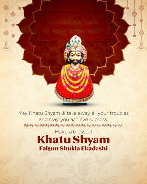 Image of Khatu Shyam Baba with a decorative background and text wishing blessings.