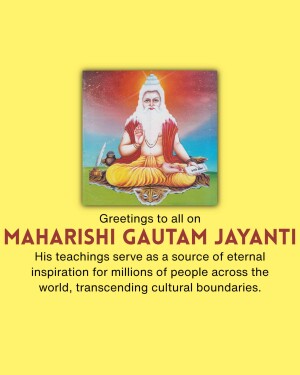 Image depicting Maharishi Gautam with text celebrating his Jayanti