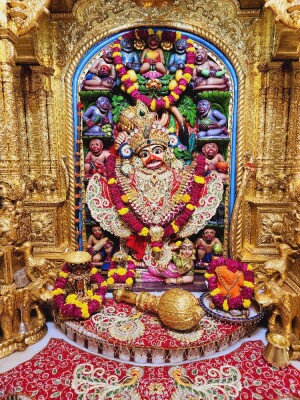 Intricately decorated idol of Lord Hanuman