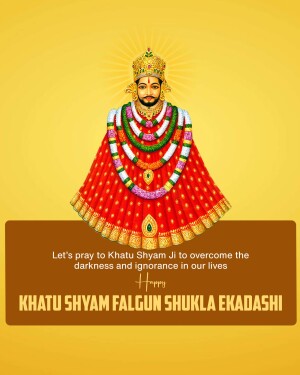 Image of Khata Shyam Ji with text wishing Happy Falgun Shukla Ekadashi