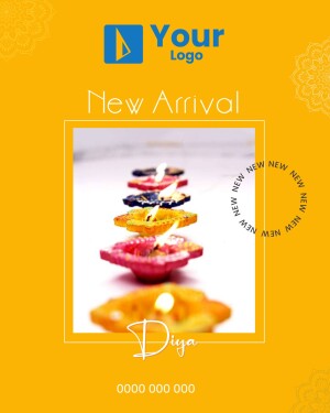 Diwali themed promotional image with lit diyas and text 'New Arrival'