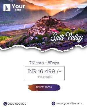 Spiti Valley travel poster with price and booking information
