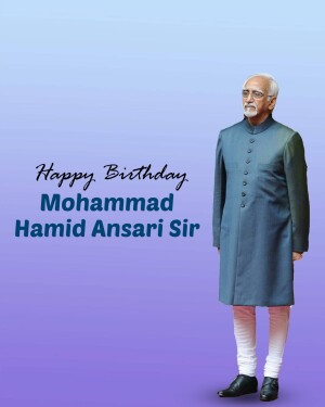 Portrait of Mohammad Hamid Ansari with birthday wishes