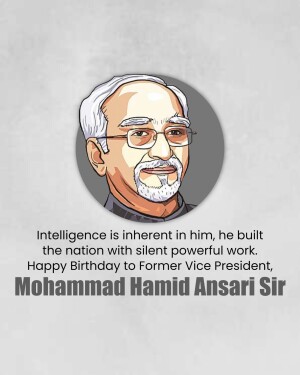 Portrait of Mohammad Hamid Ansari with a quote