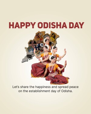 Odisha Day greeting with dancers and map