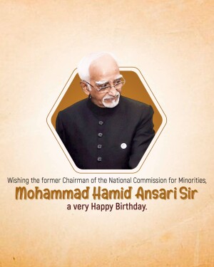 Portrait of Mohammad Hamid Ansari with birthday greetings