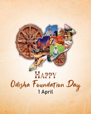 Collage of Odisha landmarks and culture with 'Happy Odisha Foundation Day' text