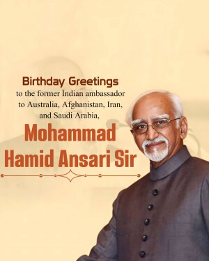 Portrait of Mohammad Hamid Ansari with birthday greetings