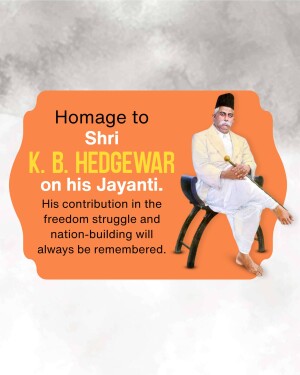 Portrait of K. B. Hedgewar with text commemorating his Jayanti