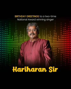 Portrait of Indian singer Hariharan with a colorful equalizer background
