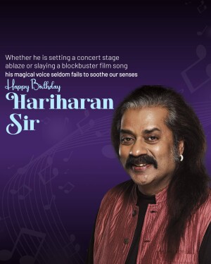 Portrait of Indian singer Hariharan with birthday wishes