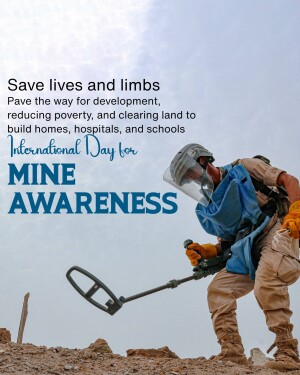A deminer wearing protective gear using a metal detector in a field.