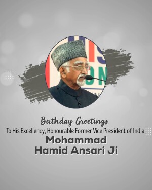 Portrait of Mohammad Hamid Ansari with birthday greetings