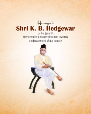 Portrait of Shri K. B. Hedgewar with text commemorating his birth anniversary.