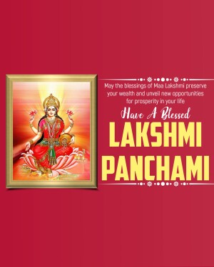 Image of Goddess Lakshmi with Lakshmi Panchami greetings