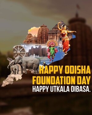 Odisha Foundation Day celebration with cultural elements and landmarks