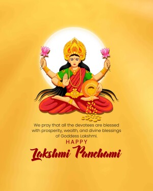 Image of Goddess Lakshmi with text 'Lakshmi Panchami'