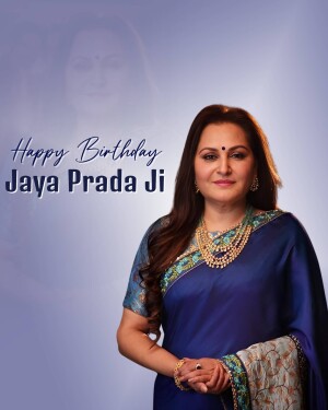 Portrait of Jaya Prada with birthday wishes